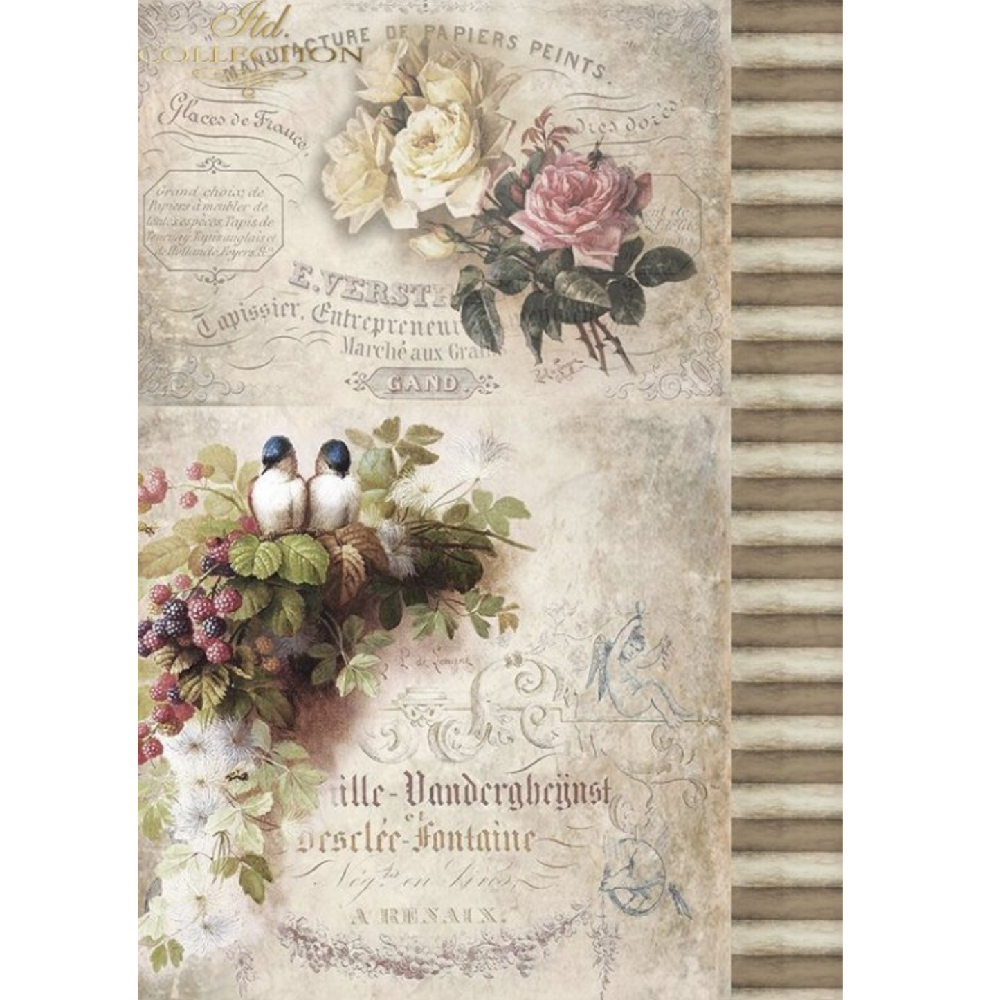 "Birds and Berries Vintage" decopuage rice paper by ITD Collection available at Milton's Daughter
