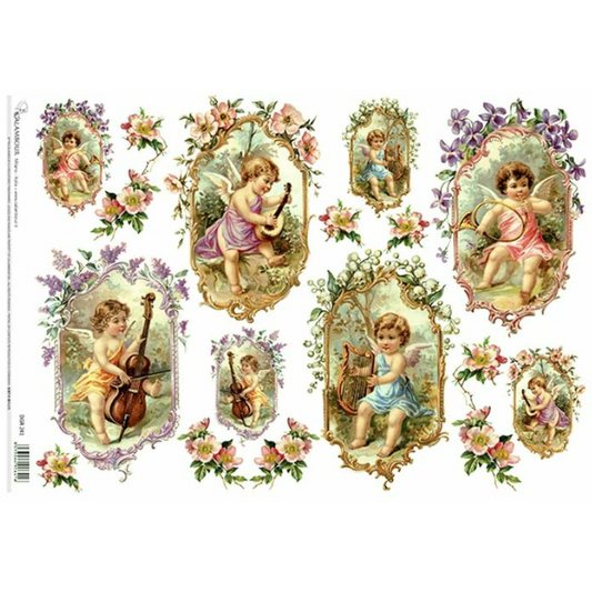 Cherub Portraits Decoupage Rice Paper by Calambour available at Milton's Daughter in size A3.
