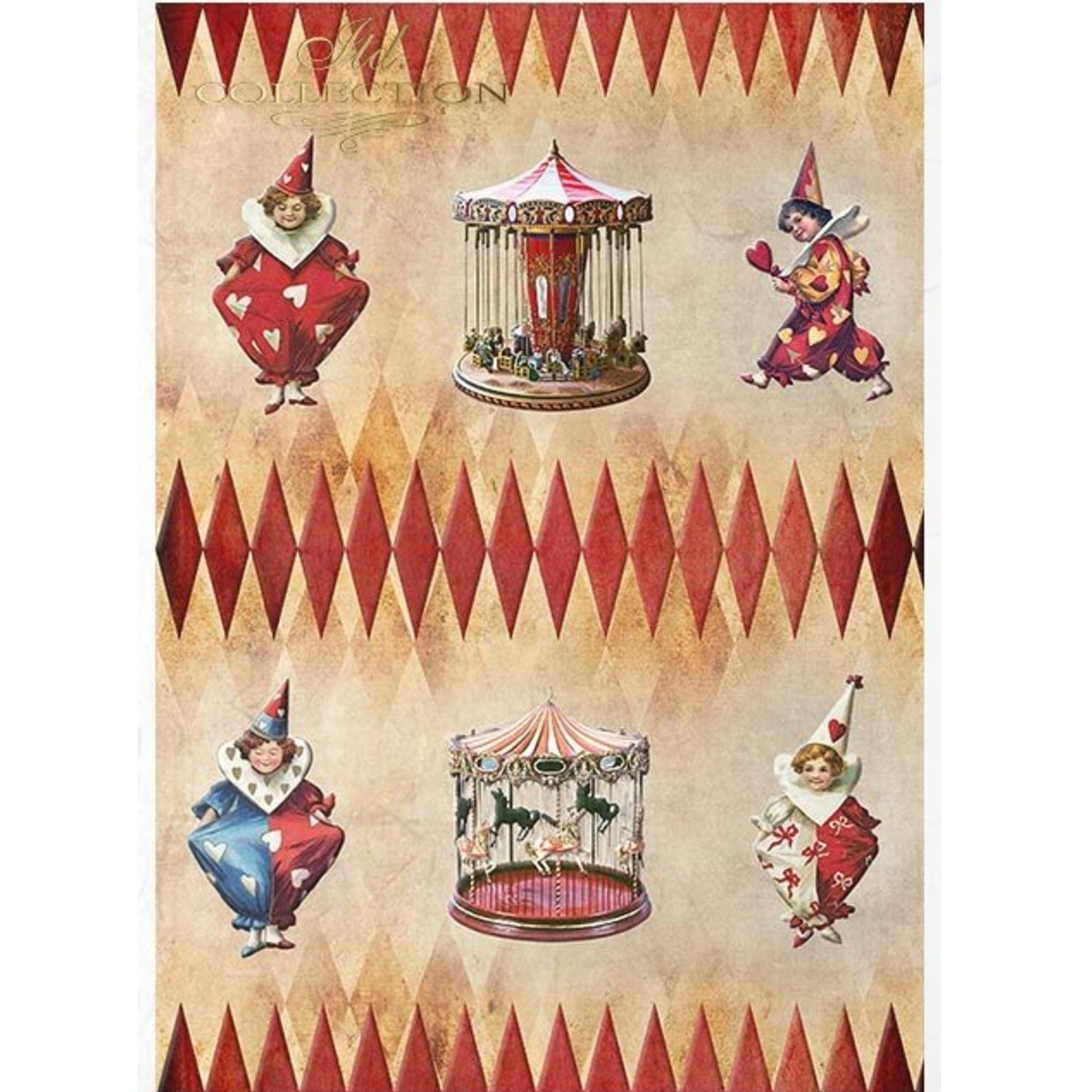 "Carnival-Pierrot In Love" decoupage rice paper A4 set available at Milton's Daughter. Page 3 of 11 page set.