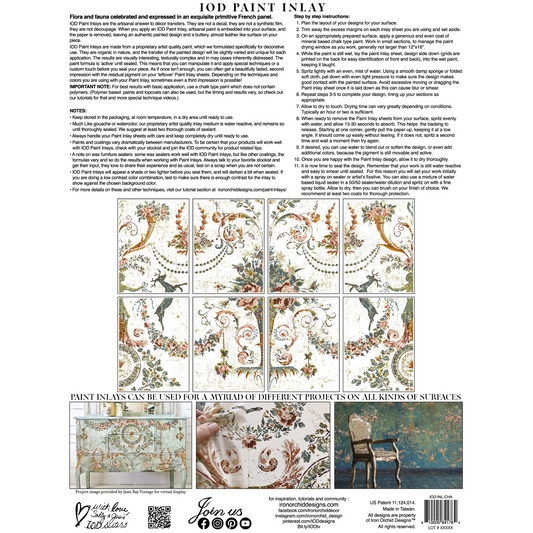 Chateau IOD Paint Inlay by Iron Orchid Designs. Back Cover. Eight 12" x 16" sheets. Available at Milton's Daughter.