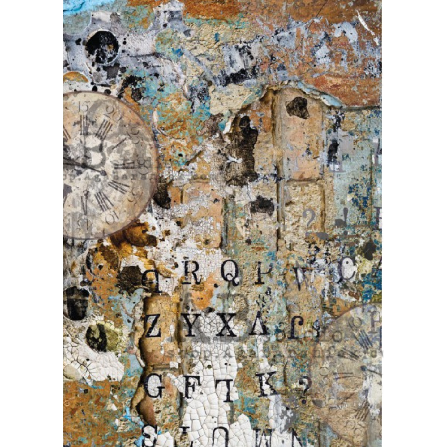 "Chippy Rusty Wall" decoupage rice paper by AB Studios. Imported from Poland and available in size A4 at Milton's Daughter