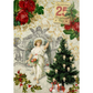 Chistmas Angel with Tree- Decoupage Rice Paper