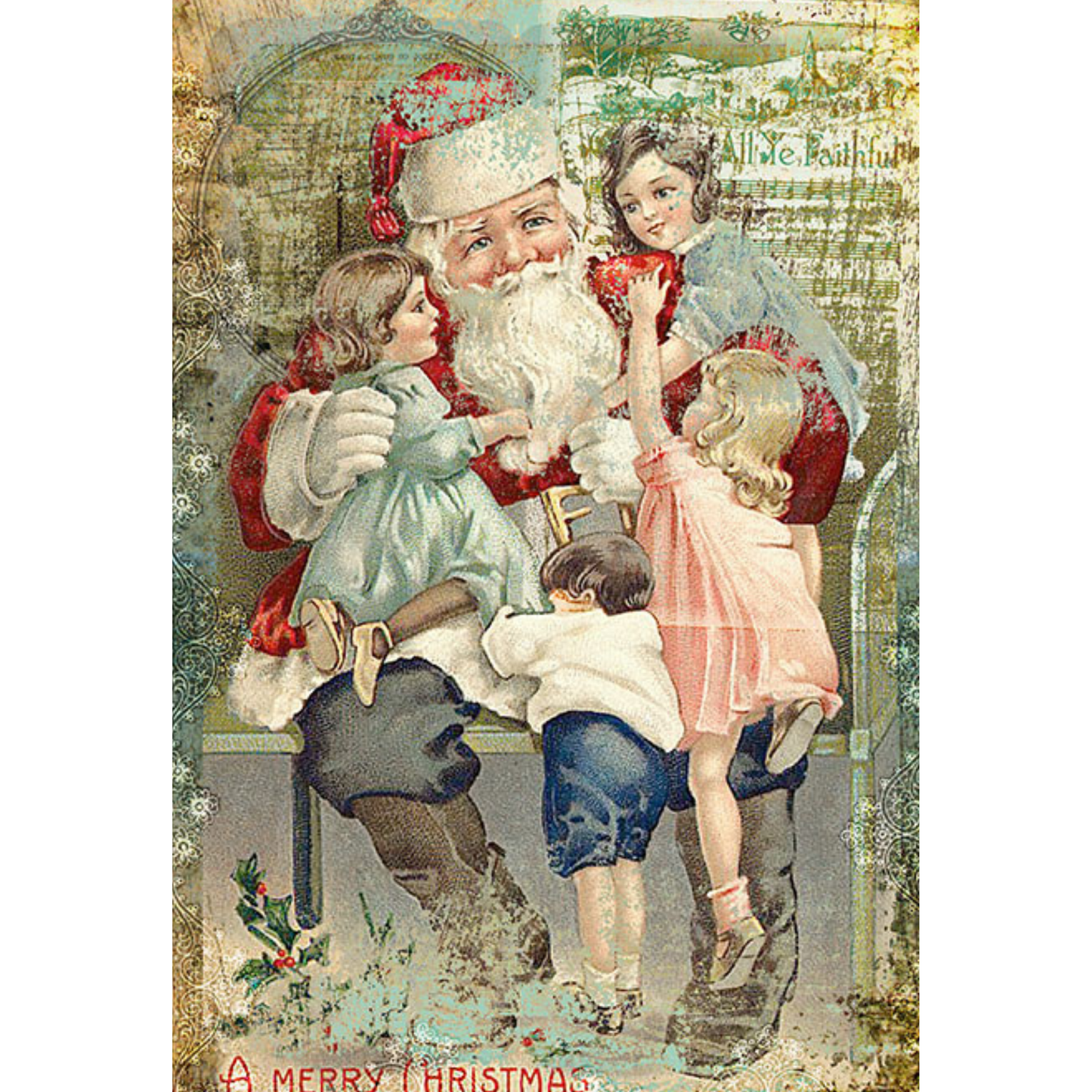 "Christmas - 0337" Paper Designs Decoupage Rice Paper imported from Italy available at Milton's Daughter in size A4 8.3" x 11.7"