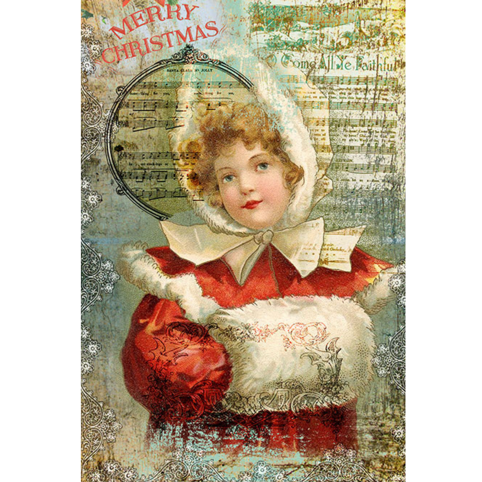 "Christmas-0339" Decoupage Rice Paper by Paper Designs. Size A4-8.3" x 11.7" available at Milton's Daughter