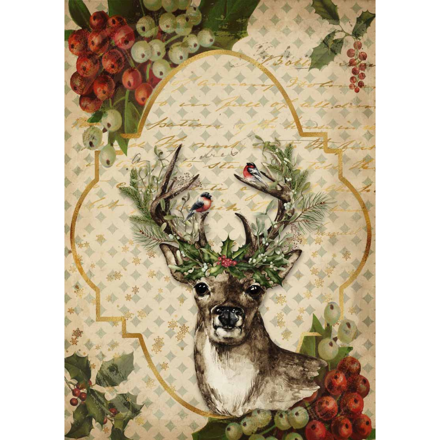 "Christmas Reindeer" Decoupage Rice Paper by Decoupage Queen. Available at Milton's Daughter.