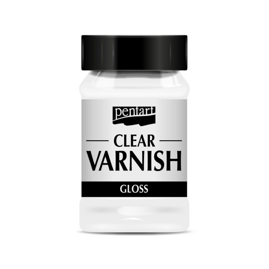 "Clear Varnish-Solvent based" by Pentart in Gloss Finish available in size 100 ml at Milton's Daughter