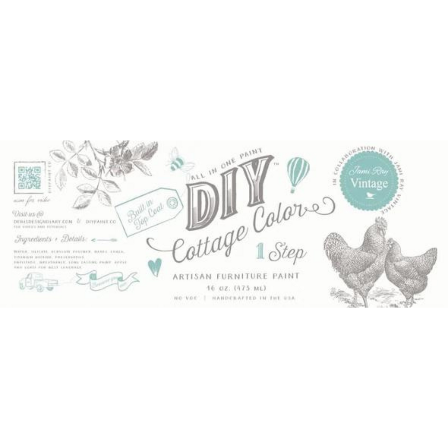 DIY Cottage Color Paint curated by Jamie Ray Vintage. Label product detail. Available in pints at Milton's Daughter.