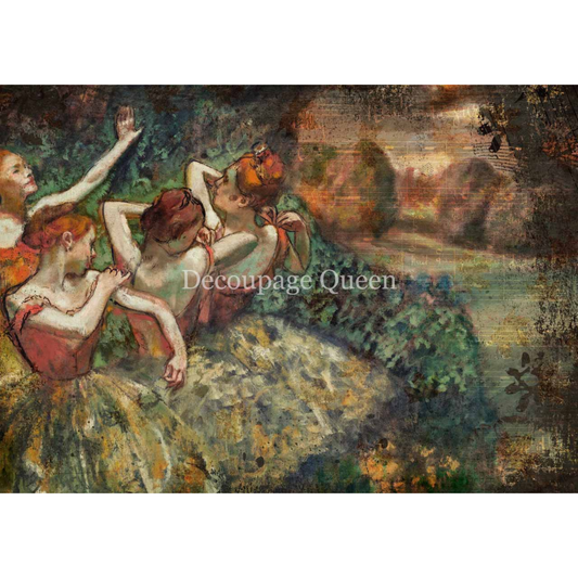 "Four Dancers" by Degas. Reproduction on decoupage rice  paper by Decoupage Queen. Available at Milton's Daughter.