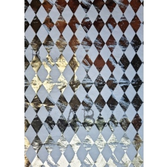 "Gilded Harlequin" decoupage rice paper by AB Studio. Available in size A4 at Milton's Daughter.