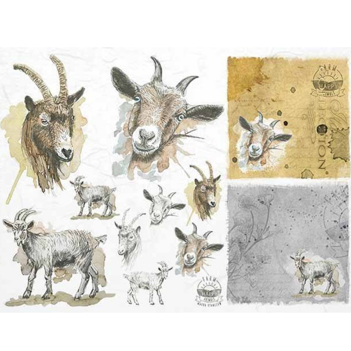 Goat Portraits - Decoupage Rice Paper – Milton's Daughter
