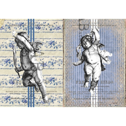 "Grain Sack Cherubs" decoupage rice paper by AB Studio. Size A4 available at Milton's Daughter.