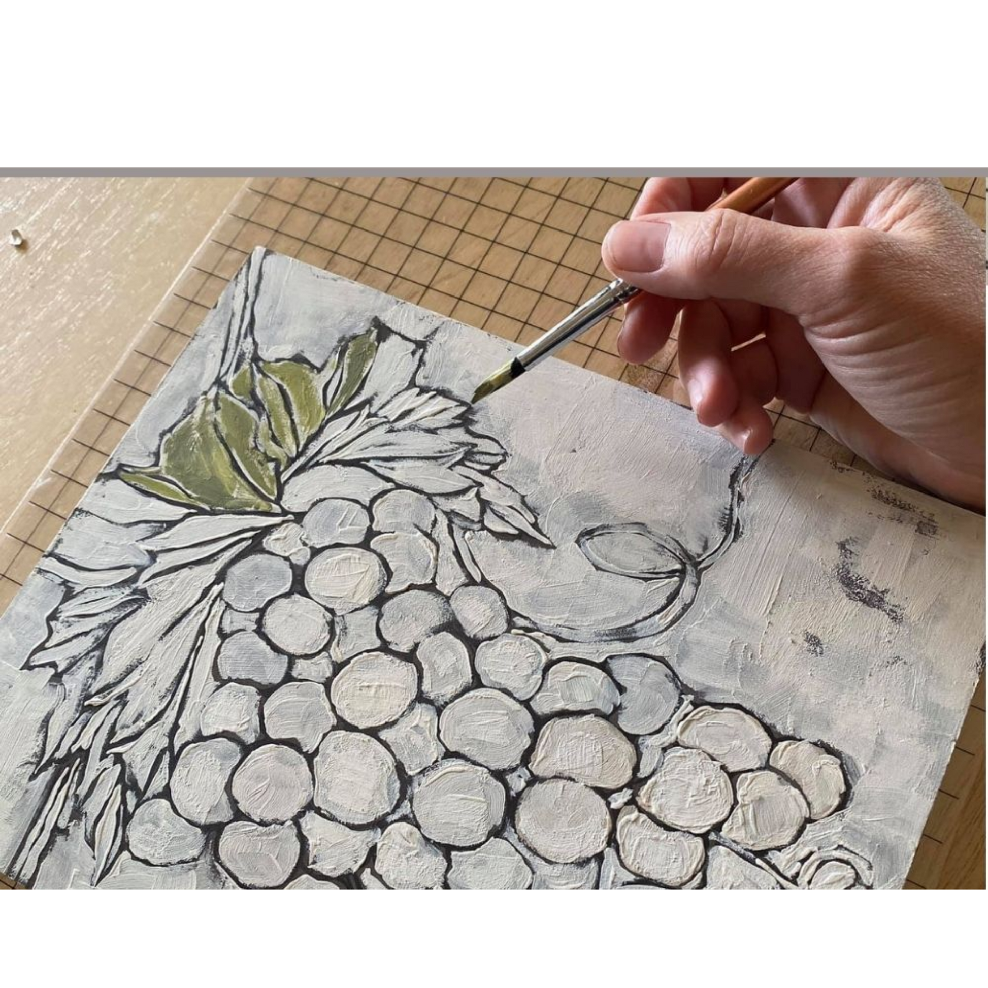 Example of how to apply paint on Grapes stamp at Milton's Daughter.