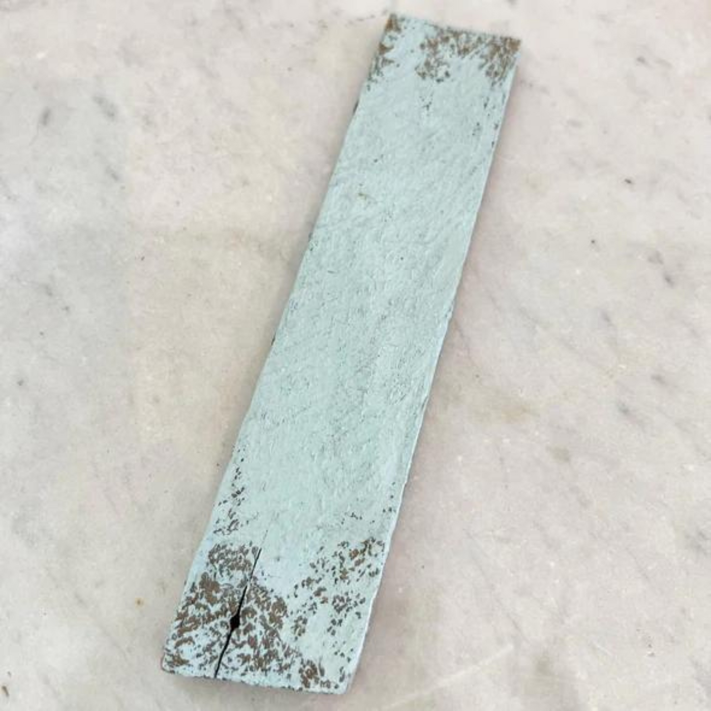 Painted plank example of Haint Blue - DIY Cottage Color Paint curated by Jamie Ray Vintage. Available in pints at Milton's Daughter.