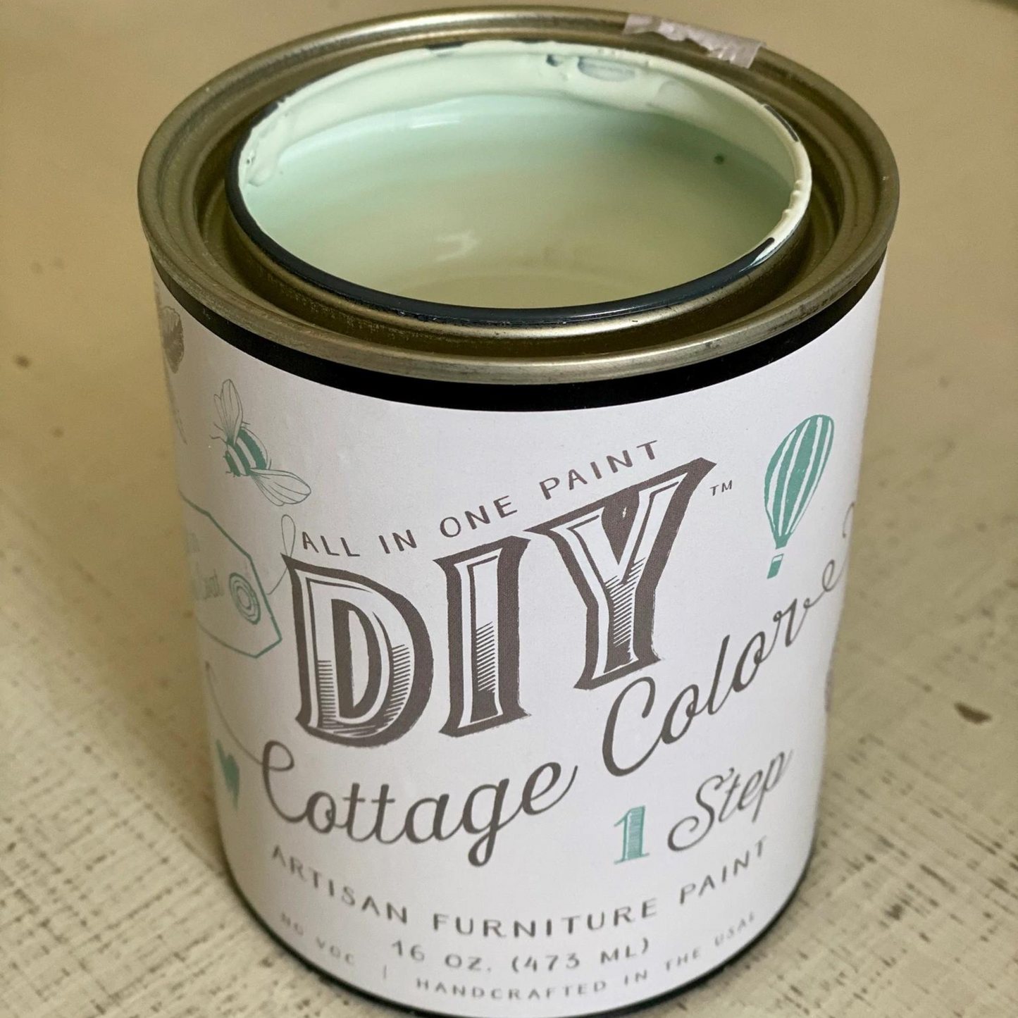 Haint BLue - DIY Cottage Color Paint curated by Jamie Ray Vintage. Open can product photo. Available in pints at Milton's Daughter.