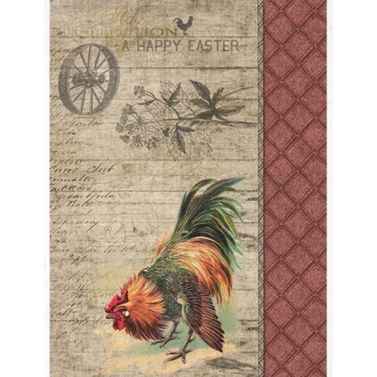 "Happy Easter Rooster" decoupage rice paper by ITD Collection. Size A4 available at Milton's Daughter.