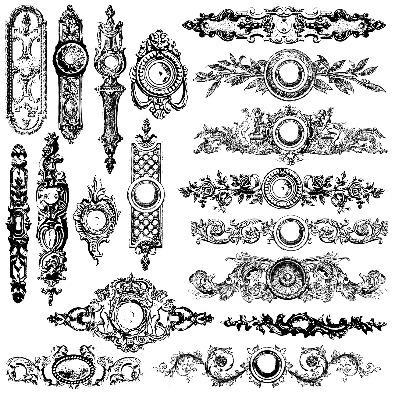 Vintage victorian style backplates,  includes  eighteen designs at Milton's Daughter.