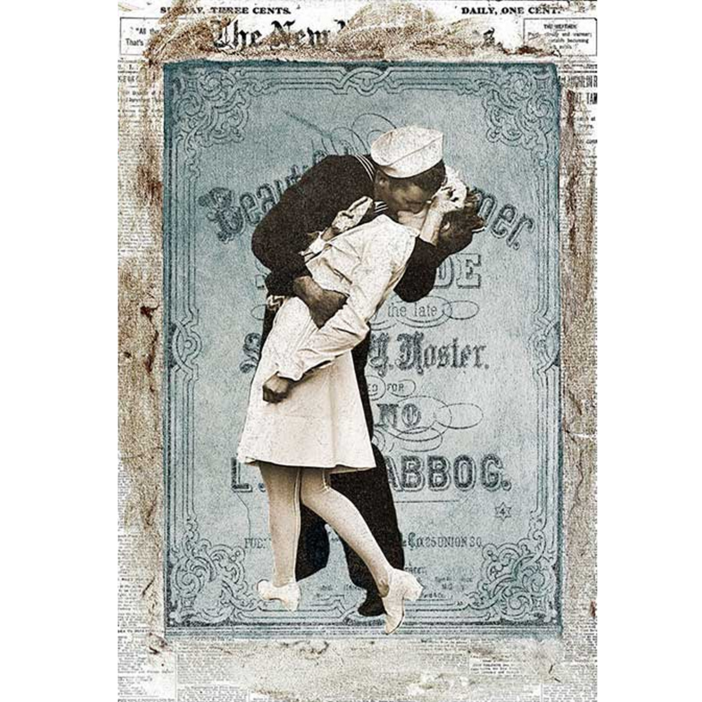 "KIssing Sailor - Old Photos 0106" decoiupage rice paper by Paper Designs avaialble in Size A4 available at Milton's Daughter.