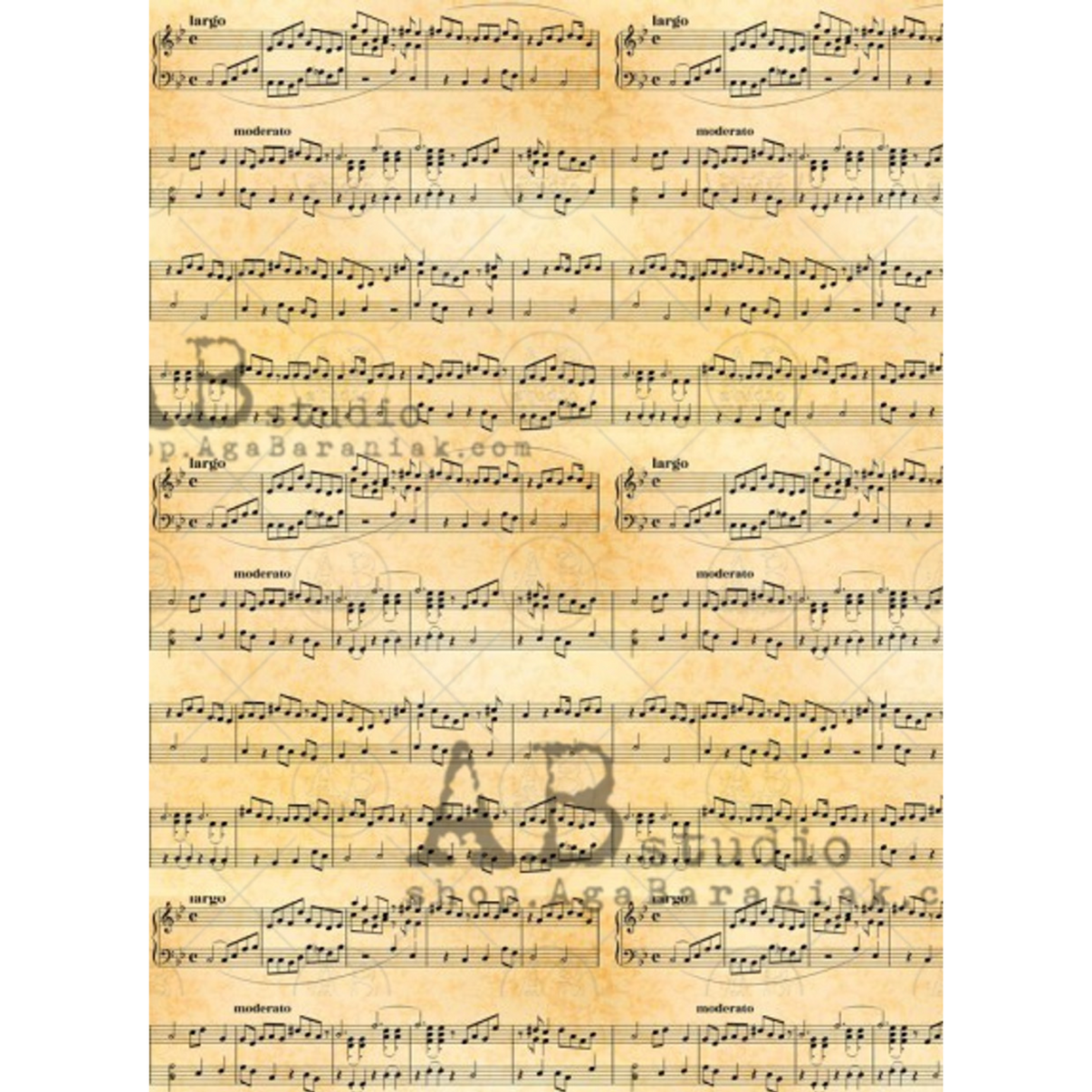 Music Page Colored Vellum Paper for Decoupage by AB Studio Milton's