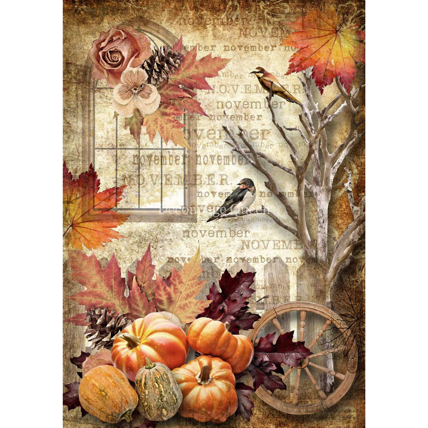 "November" decoupage rice paper by Decoupage Queen available at Milton's Daughter