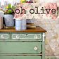 Antique dresser painted in Oh Olive! (green) by Sweet Pickins Milk Paint available at Milton's Daughter