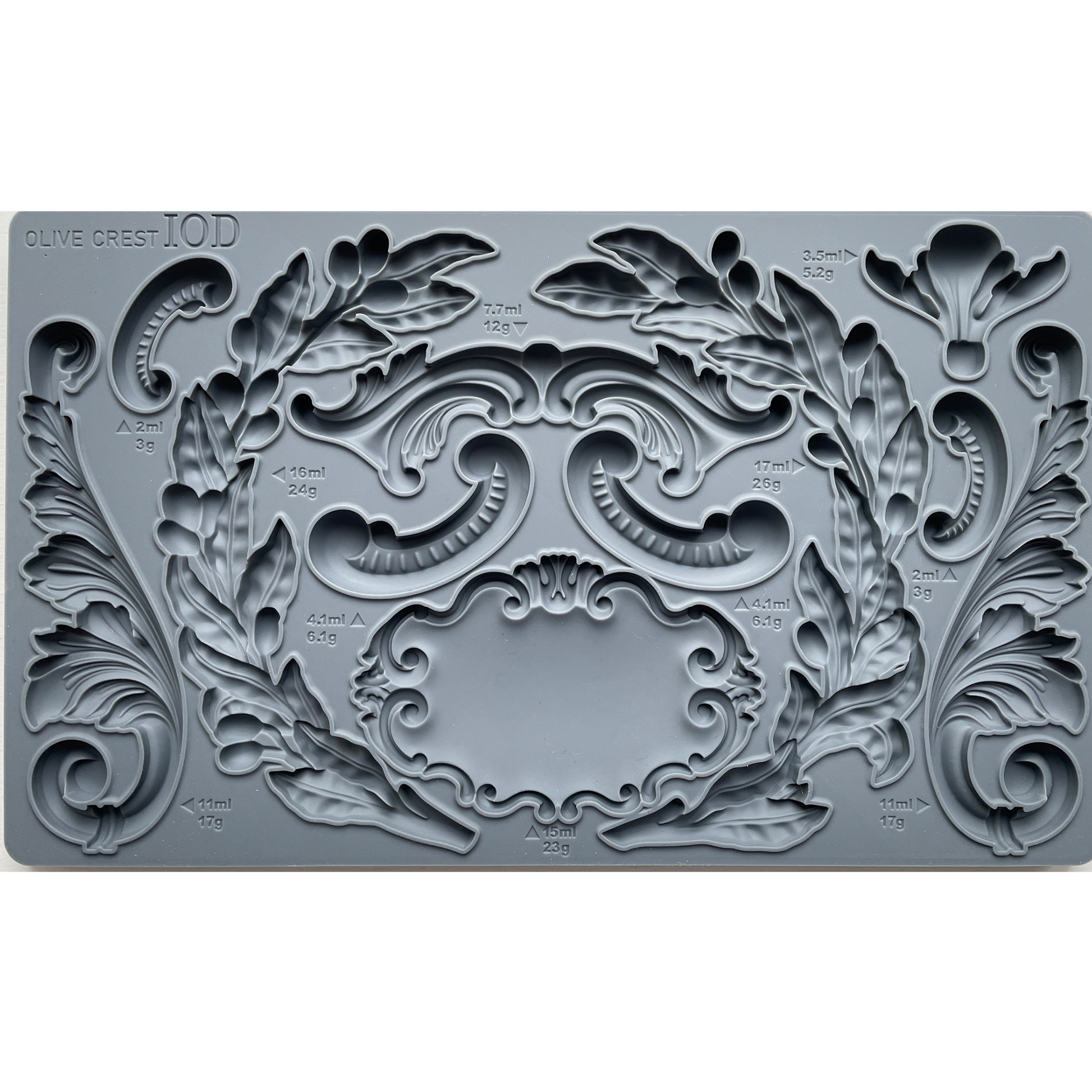 Olive Crest IOD Silicone Mold by Iron Orchid Designs.  6" x 10" mold available at Milton's Daughter.