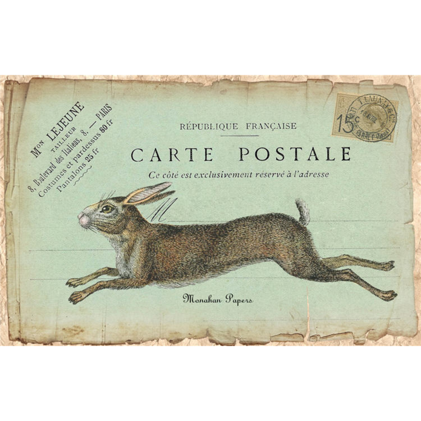 Running HareBlue Decoupage Paper by Monahan Papers Milton's Daughter