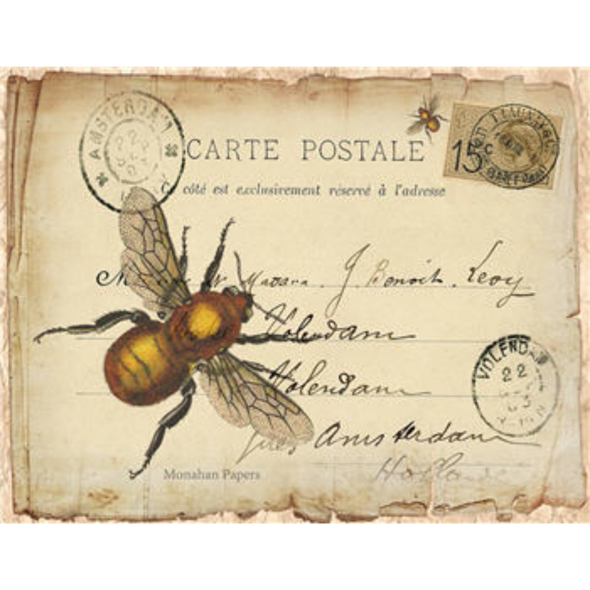 La Carte Bee - Decoupage Paper by Monahan Papers. 11" x 17" available at Milton's Daughter.