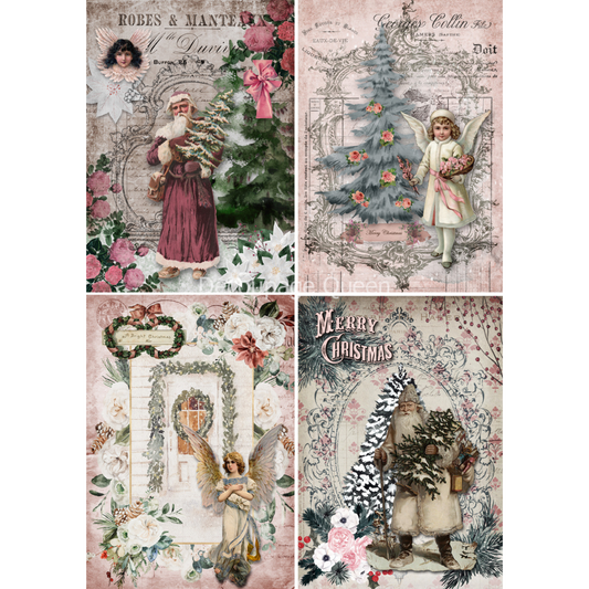 "Shabby Christmas 4 Pack" decoupage rice paper by Decoupage Queen. Available at Milton's Daughter