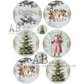 "Shabby Christmas Santa and Tree Rounds" decoupage rice paper by AB Studios available in size A4 at Milton's Daughter.