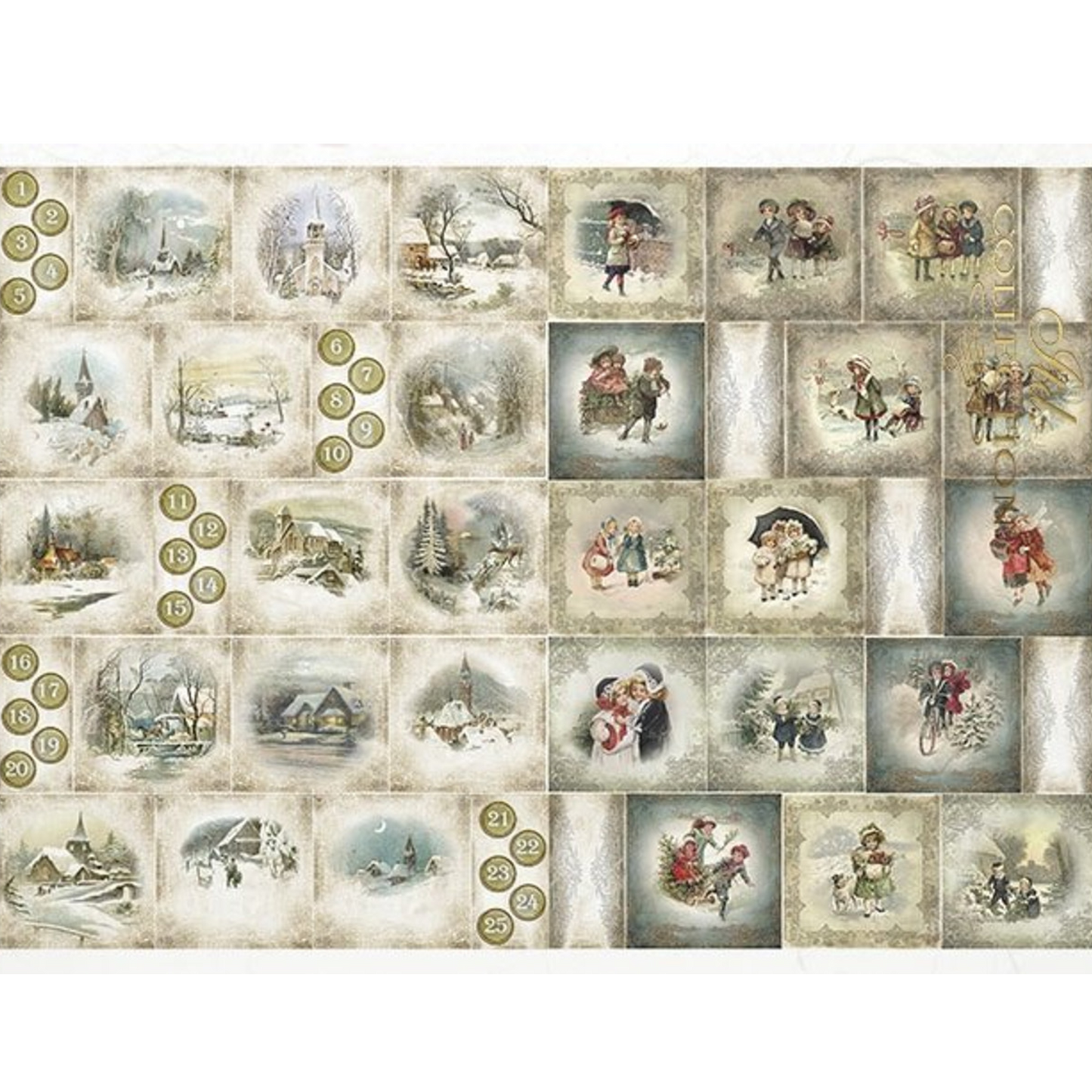 "Small Advent Vintage Images" decoupage rice paper by ITD Collection. SIze A4 available at Milton's Daughter.