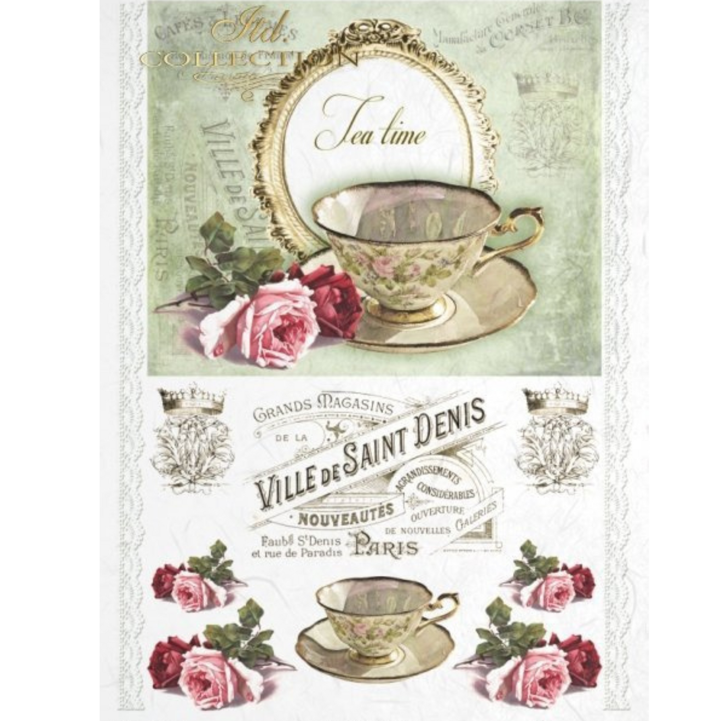 Teacups French Theme -Decoupage Rice Paper by ITD Collection available at Milton's Daughter