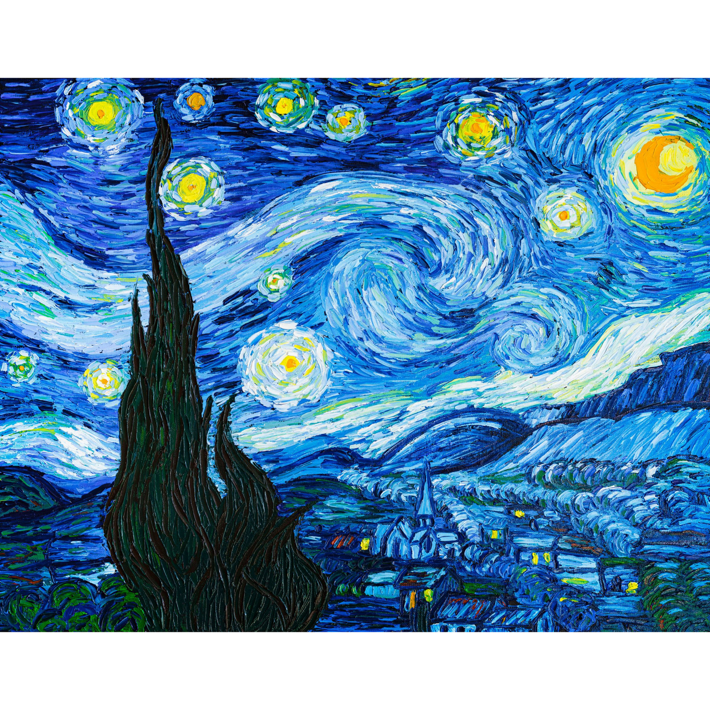 The Starry Night by Vincent Van Gogh. 11"x 17" print by Monahan Papers available at Milton's Daughter.
