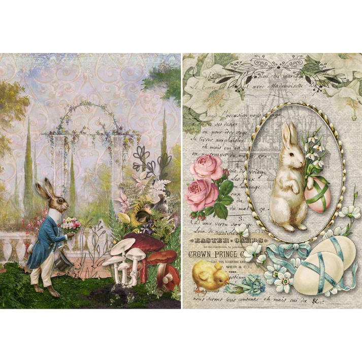 Two Bunnies Decoupage Rice Papers By Decoupage Queen Miltons Daughter 7098