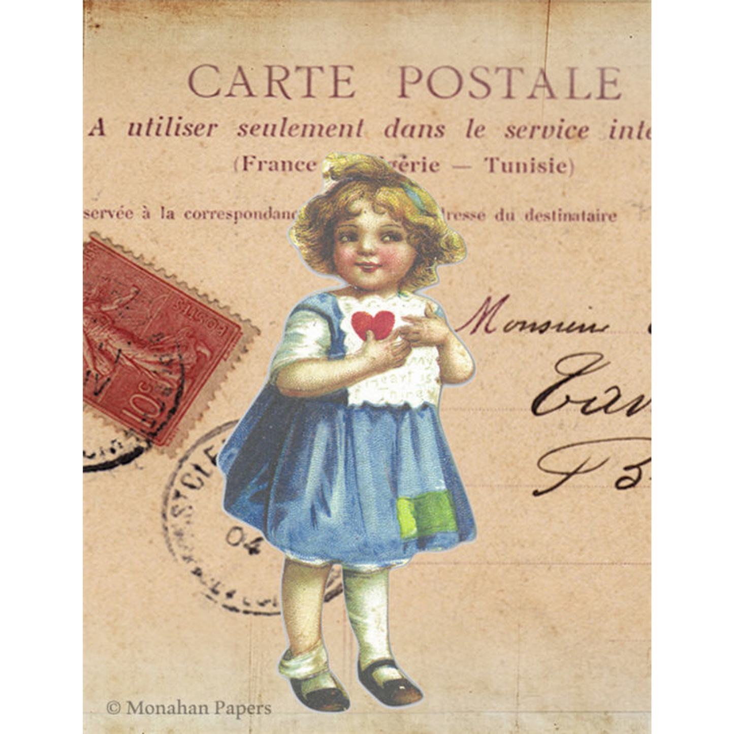 Little Girl Valentine - Decoupage Paper