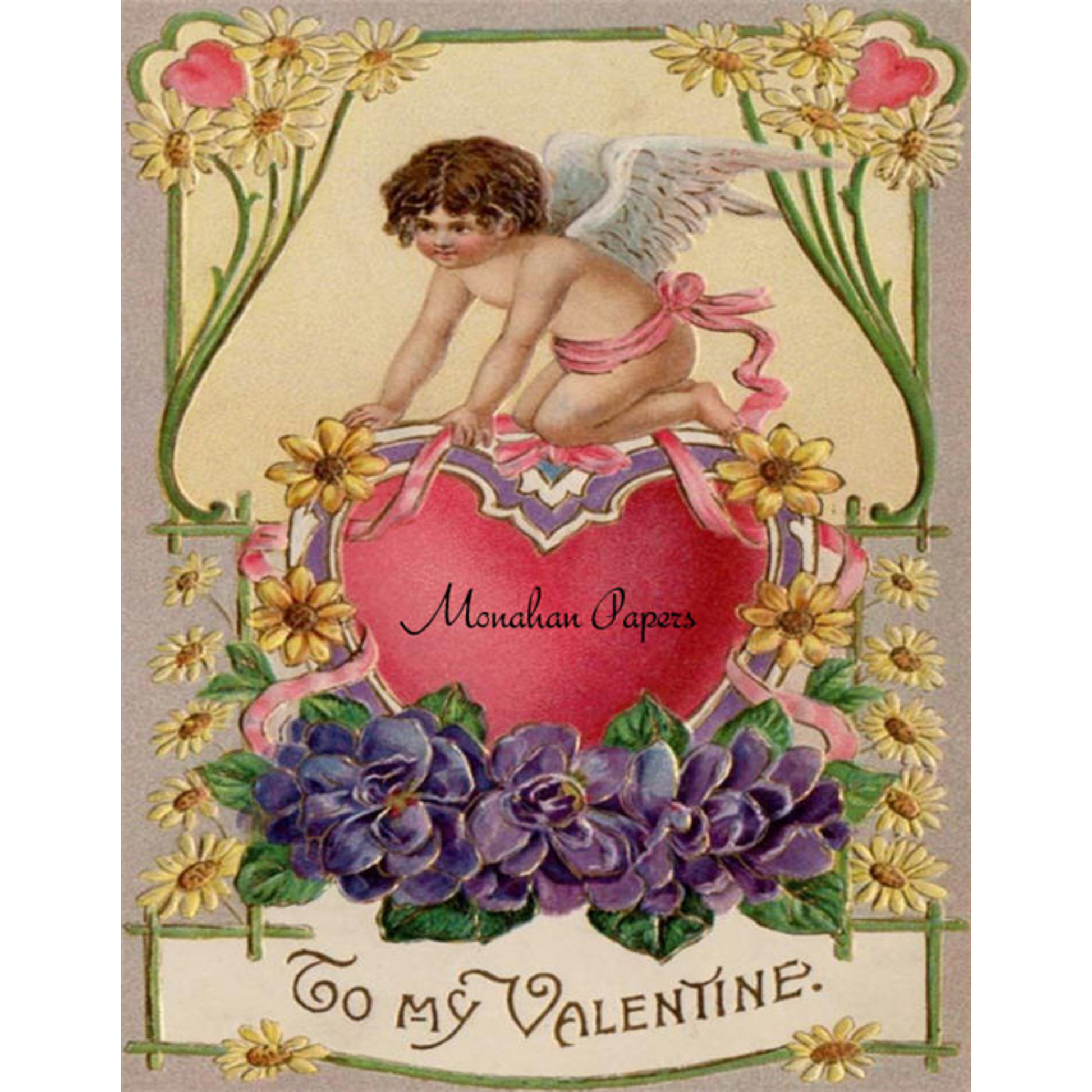 "To My Valentine - V68" decoupage paper by Monahan Papers. Size 11" x 17" available at Milton's Daughter.