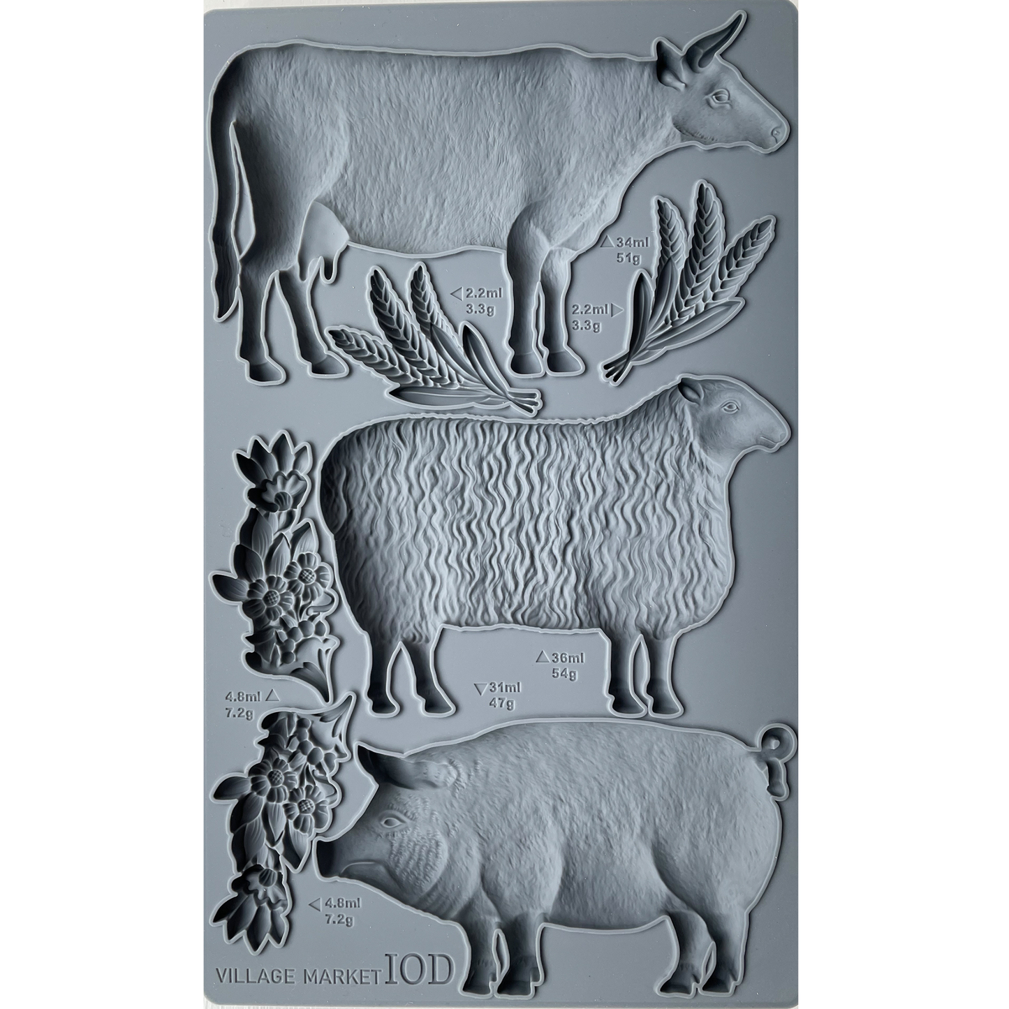 Village Market IOD Silicone Mold by Iron Orchid Designs.  Mould measures 6" x 10." Available at Milton's Daughter.