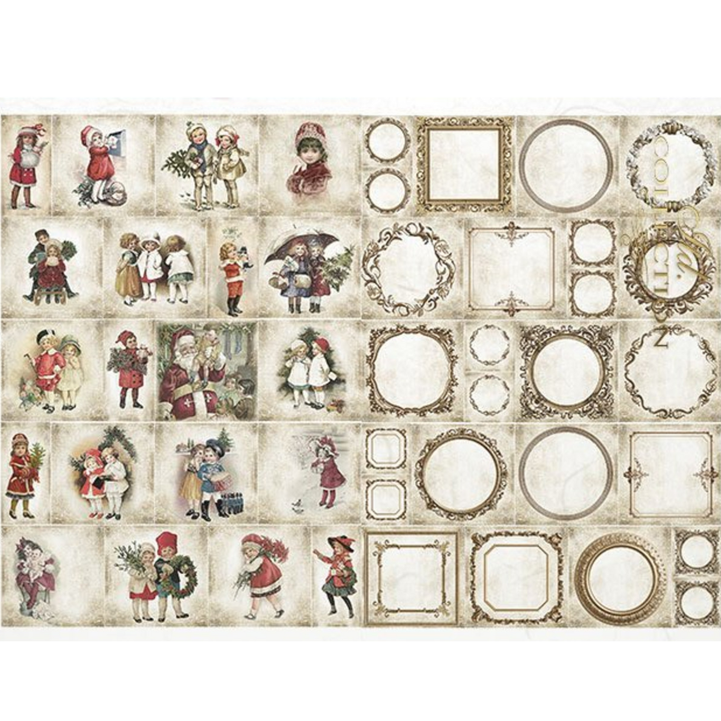 "Vintage Advent Calendar Frames" decoupage rice paper by ITD Collection. Size A4 available at Milton's Daughter.