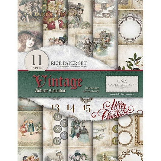 Vintage Advent Calendar 11 sheet set from ITD Collections available at Milton's Daughter.  Front cover photo.
