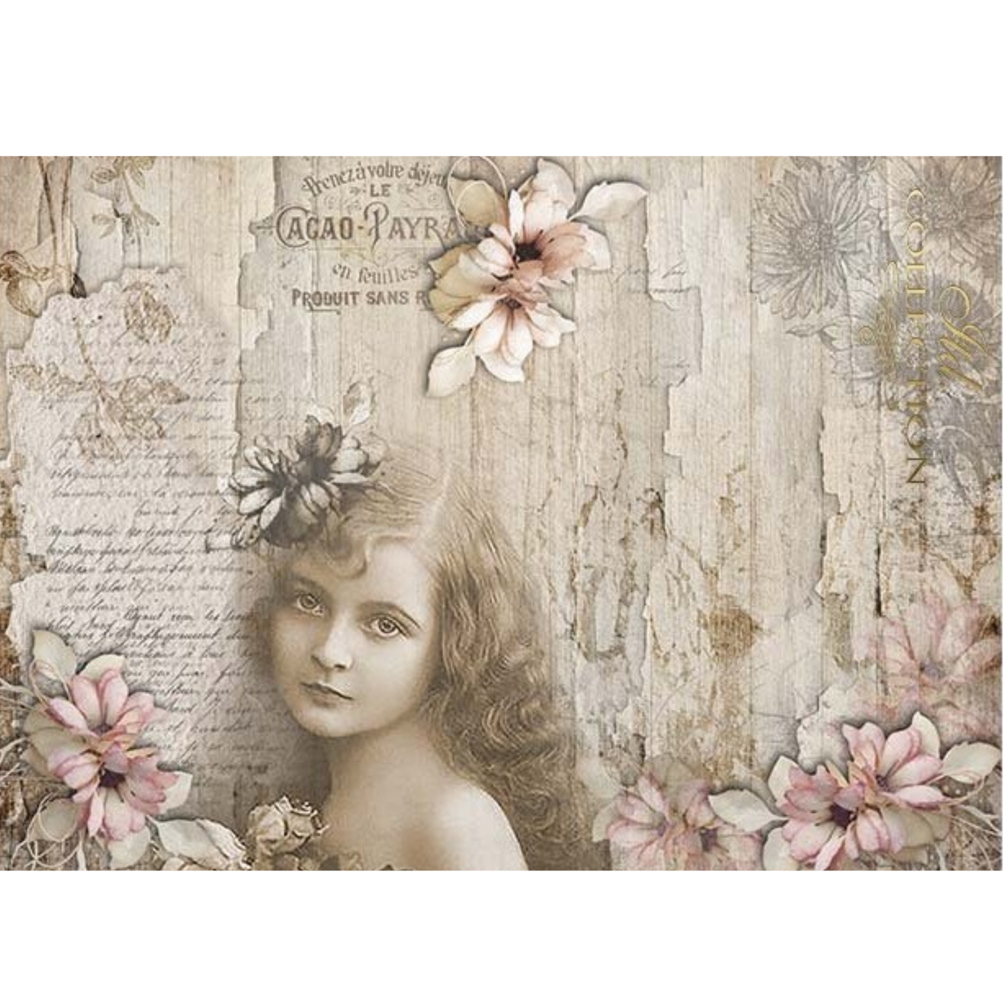 "Vintage Girl" decoupage rice paper by ITD Collection available at Milton's Daughter