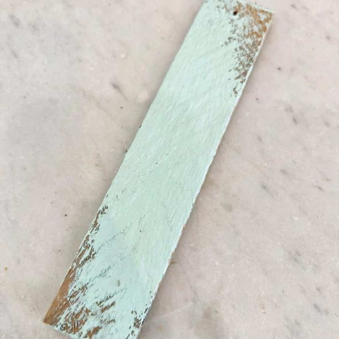Painted plank example of Vintage Mint - DIY Cottage Color Paint curated by Jamie Ray Vintage. Available in pints at Milton's Daughter.