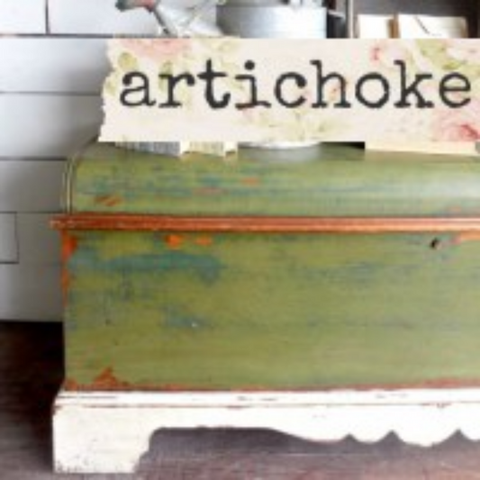 Antique bread box painted in Artichoke (green) by Sweet Pickins Milk Paint at Milton's Daughter