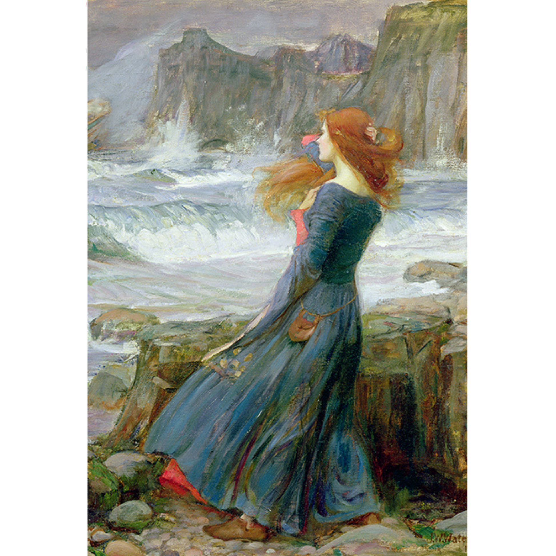 "Artwork-0104" Decoupage Rice Paper by Paper Designs. Reproduction of "Miranda the Tempest" by John Waterhouse. Sizes A3 and A4 available at Milton's Daughter