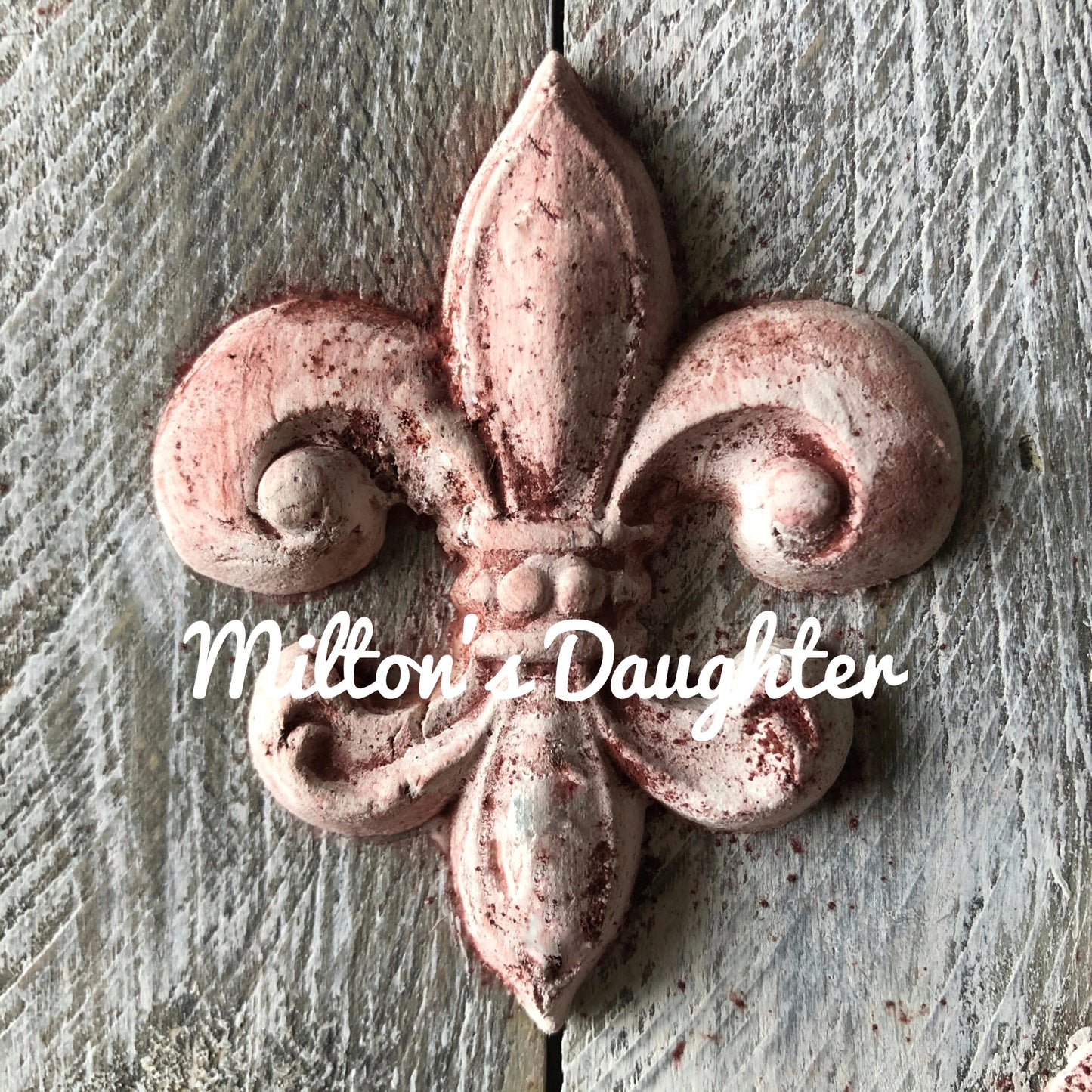 IOD Fleur De Lis Mold casting mounted on wood at Milton's Daughter