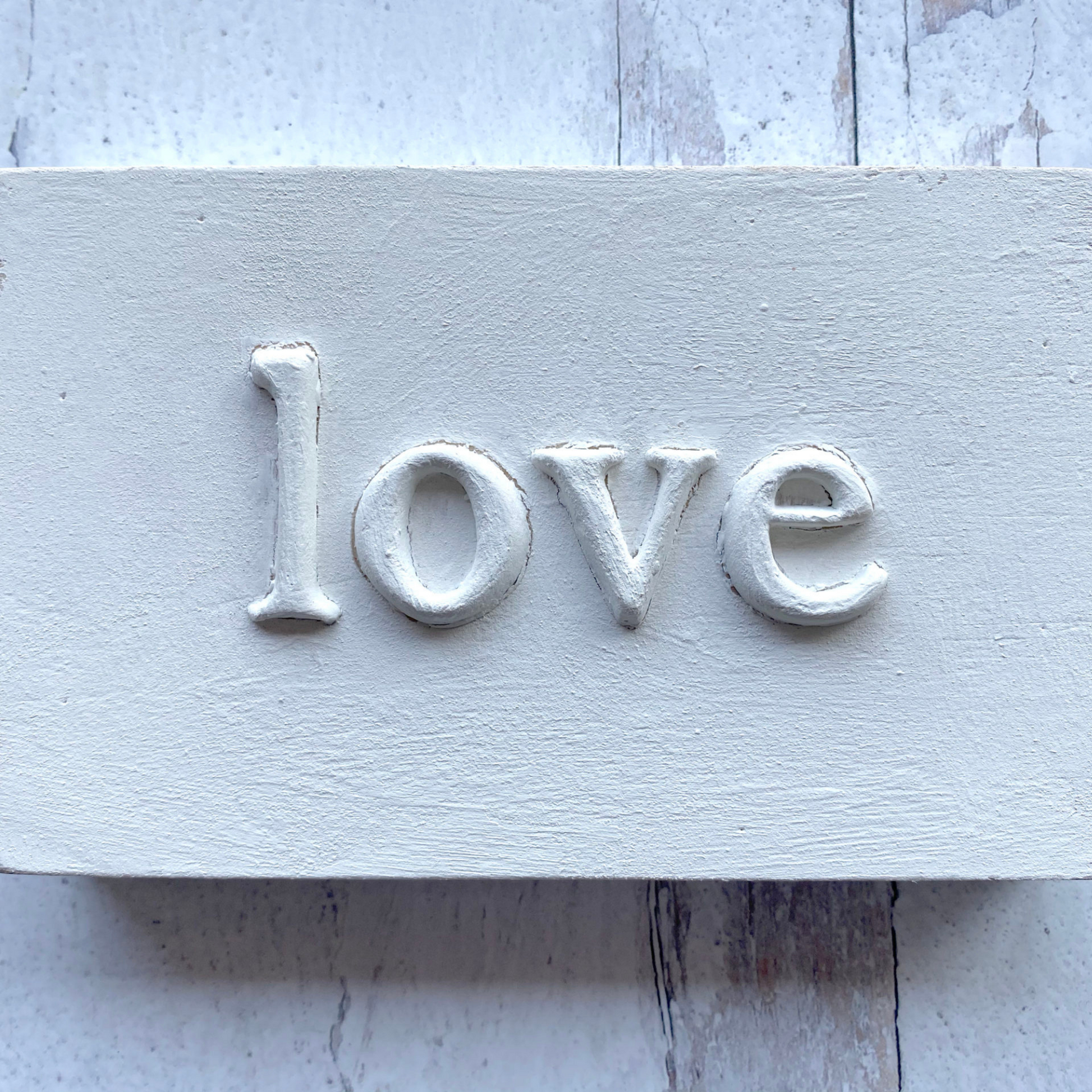 "Love" sign in white using IOD Harper mold at Milton's Daughter