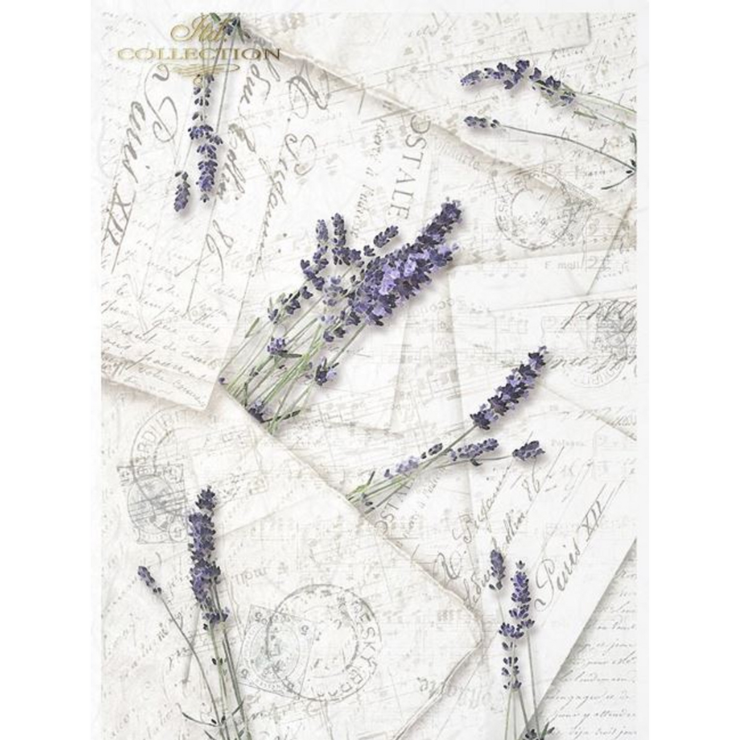 "Lavender Bundle" decoupage rice paper by ITD Collection. Size A4 available at Milton's Daughter.