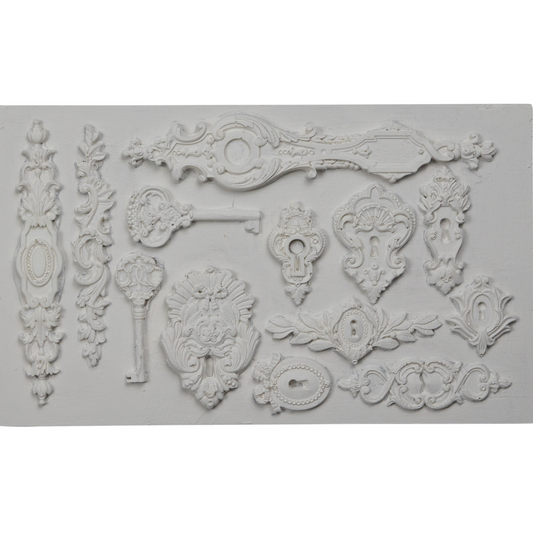 IOD Silicone Mold "Lock and Key" by Iron Orchid Designs-castinge example. IOD moulds available at Milton's Daughter