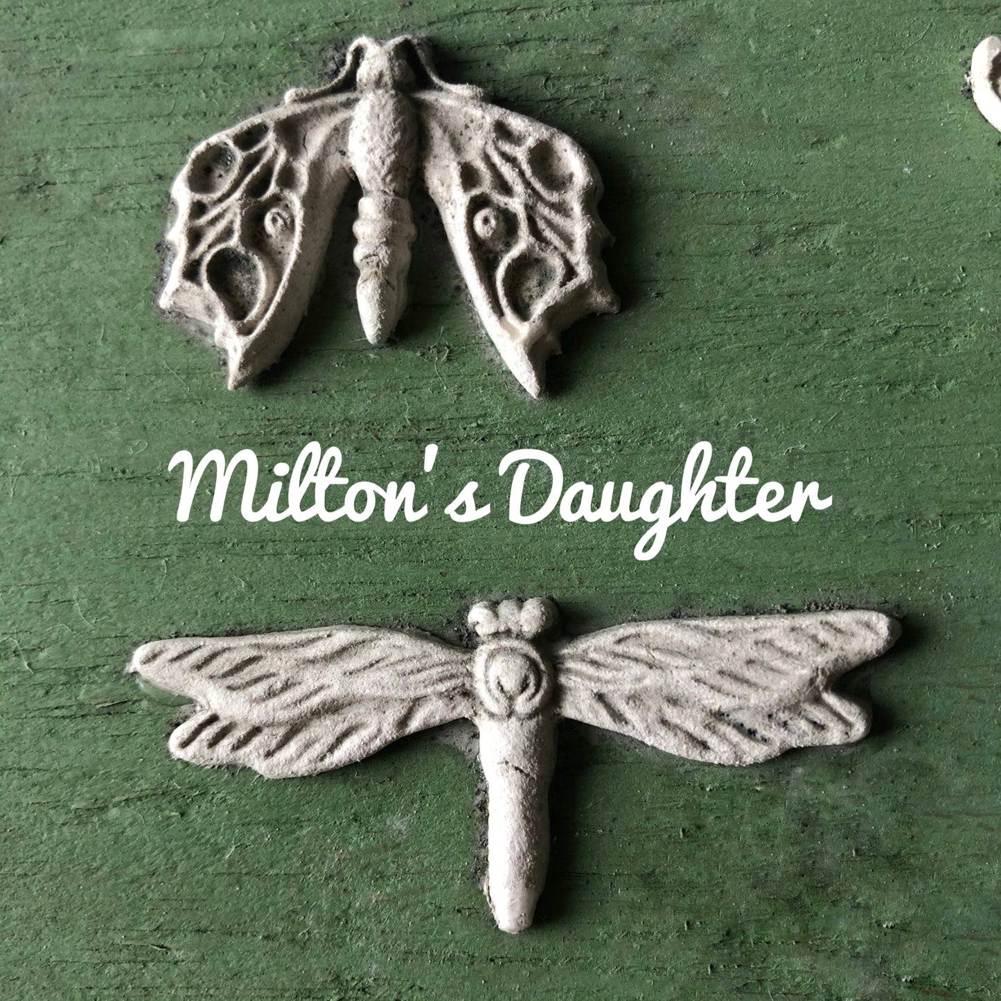 Monarch Mold by Iron Orchid Designs.  Dragon flies castings close up at Milton's Daughter