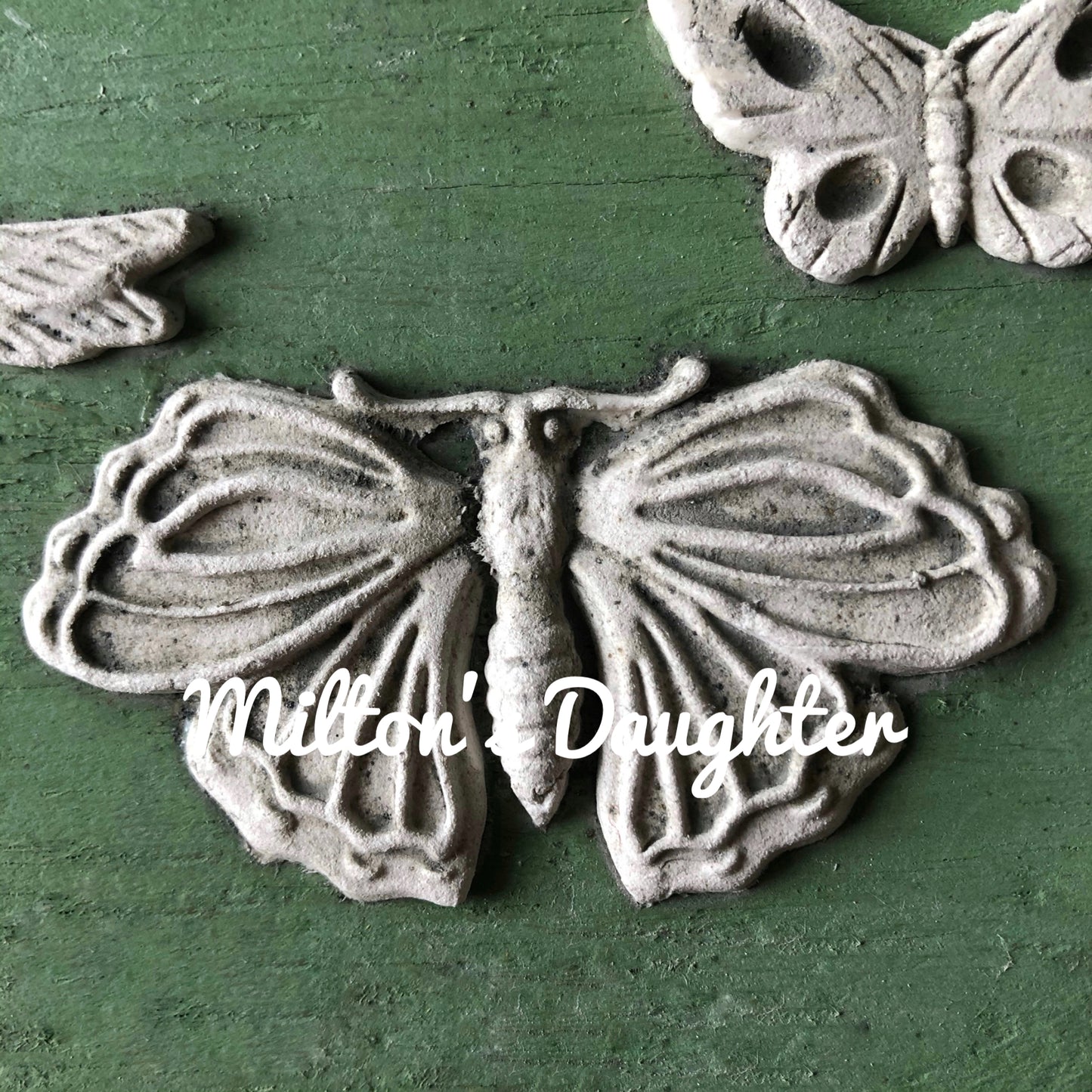 Monarch Mold by IOD.  Butterfly castings sample close up at Milton's Daughter