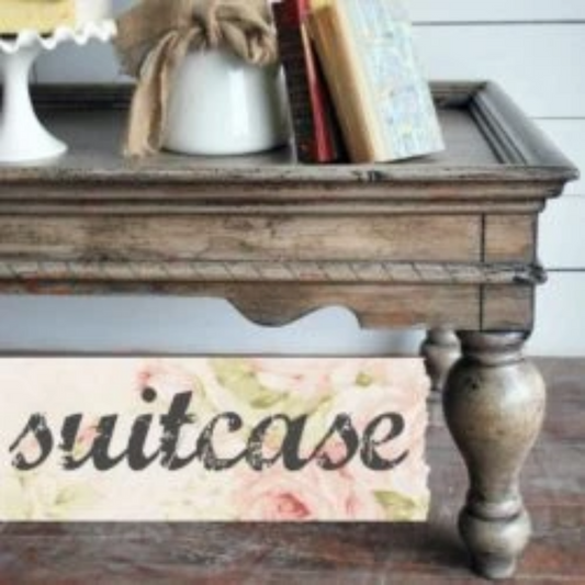 Coffee table painted in Suitcase (dark tan) by Sweet Pickins Milk Paint available at Milton's Daughter