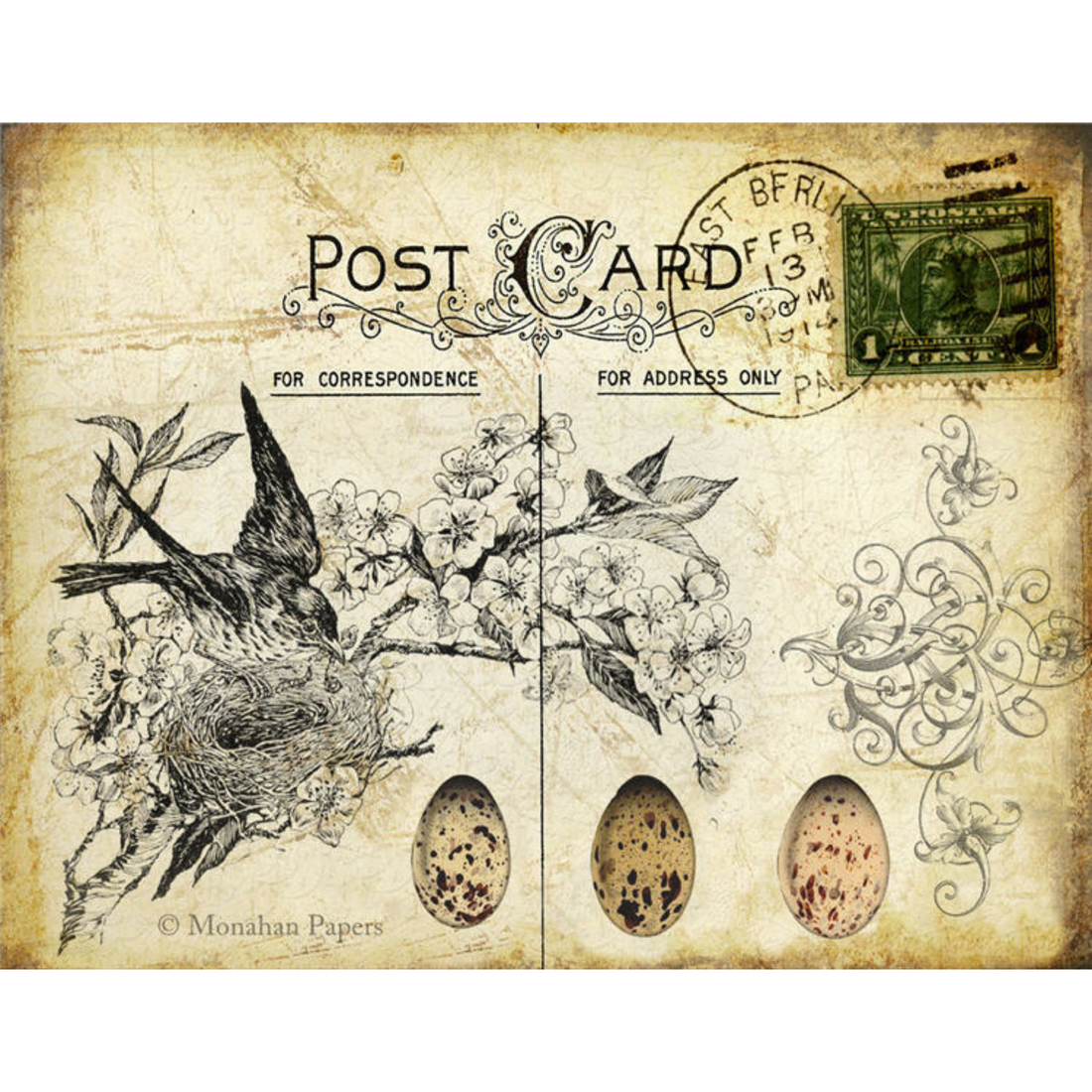 Thrush Nest and Eggs-Decoupage Paper by Monahan Papers – Milton's Daughter